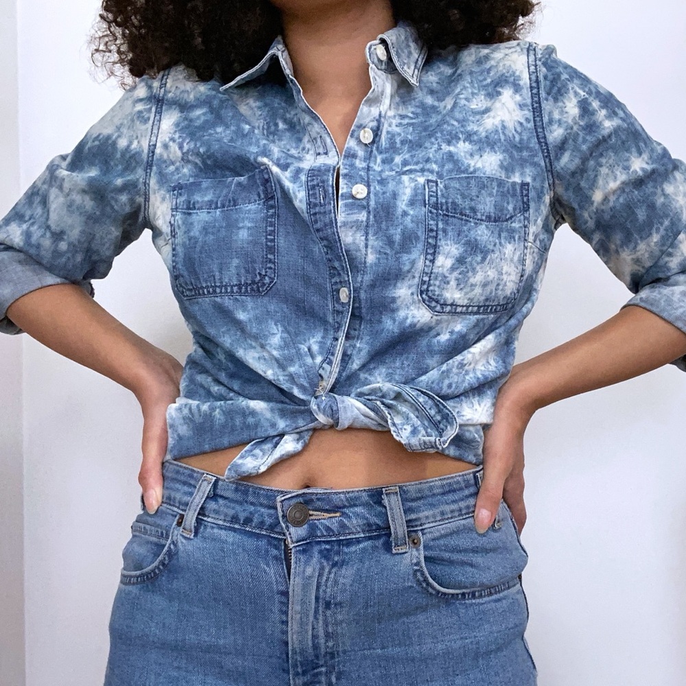 Tie-Dye Denim Button-Up